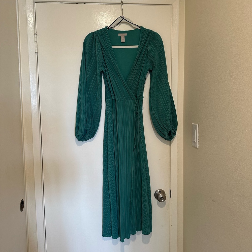 H&M Teal Long Sleeve Dress Midi